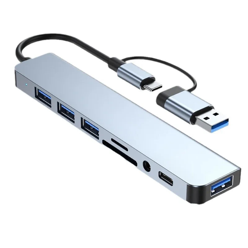 8-in-2 USB-C Hub Docking Station with Audio Jack & SD Card Reader
